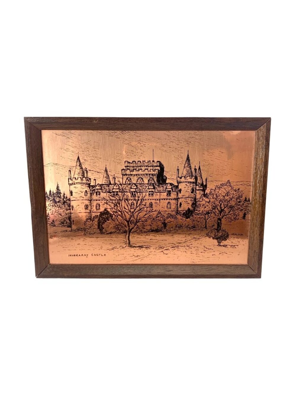 Vintage Framed Copper Etching Wall Hanging Inveraray Castle Scotland